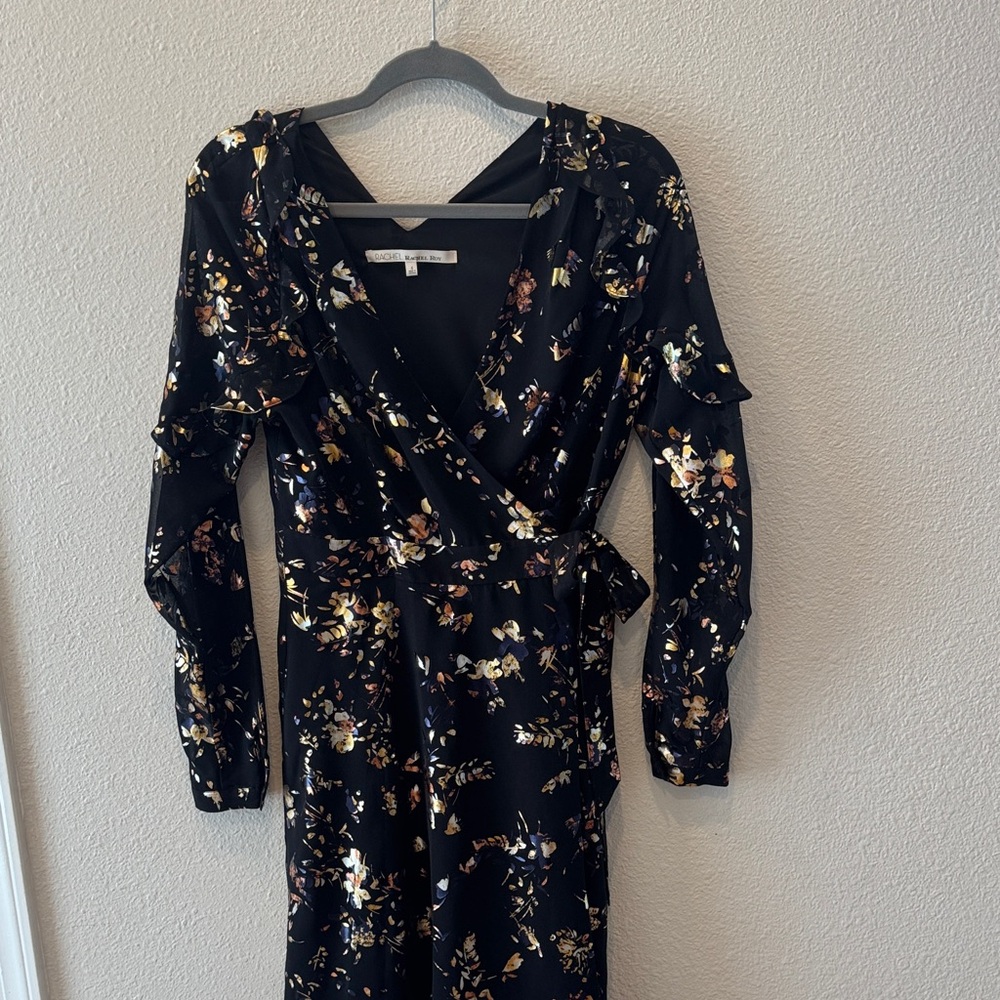 RACHEL Rachel Roy Black Floral Long Sleeve Dress